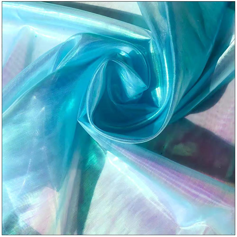 100x150cm Holographic Fluorescent Voile Organza Tulle Fabric Shiny Gauze for Wedding Decor Stage Costumes Doll Clothes DIY Craft