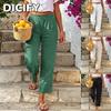 Calças e Capris Casuais Femininos DICFY com Estampa Lisa