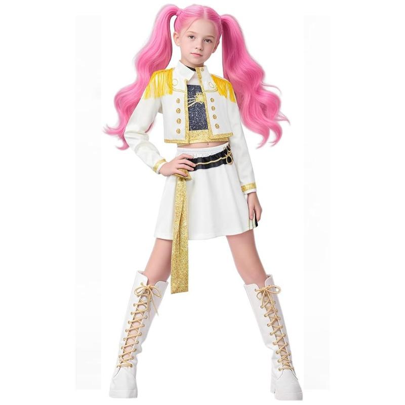 New Black Gold Girl Pop Singer 3D Printed Girls Children's Clothing Set Witch Hunt Group Costume