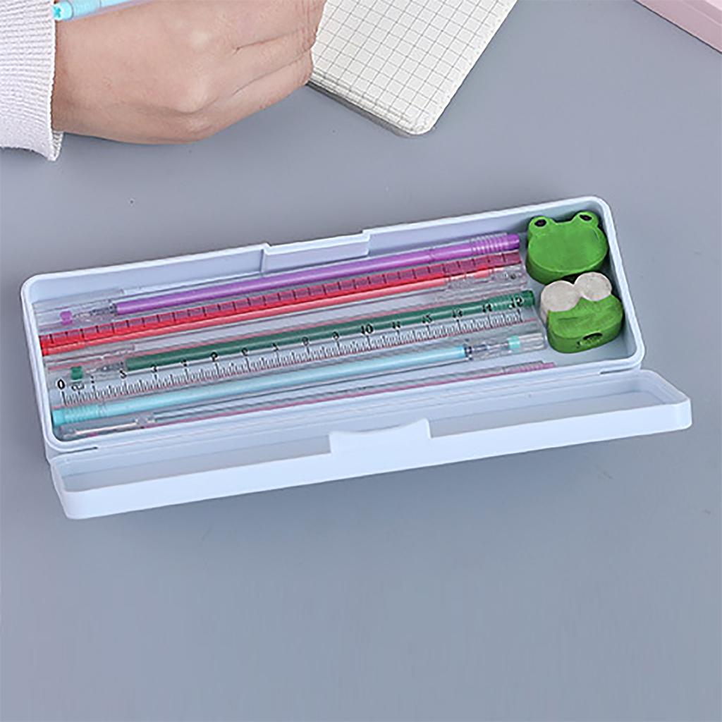 Plastic Pencil Case Snap Closure Lightweight Portable Simple Design Pen Box for Students Stationery