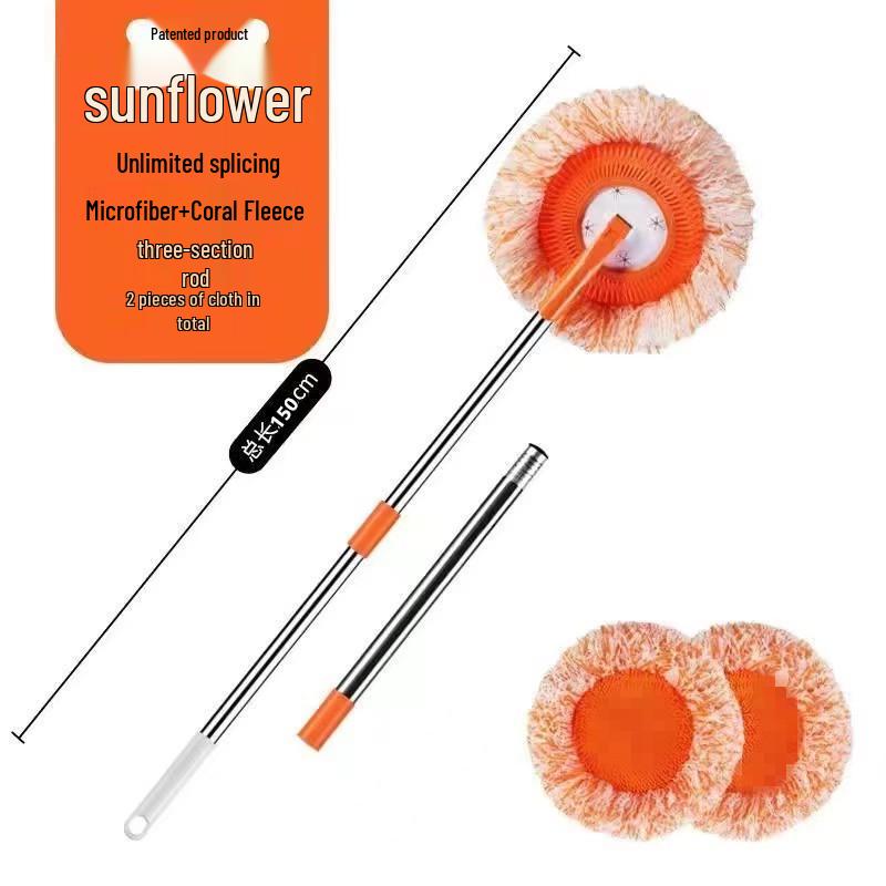 Mop Telescopic Rotativ Floarea-Soarelui pentru Curățarea Podelei, Tavanului și Pereților