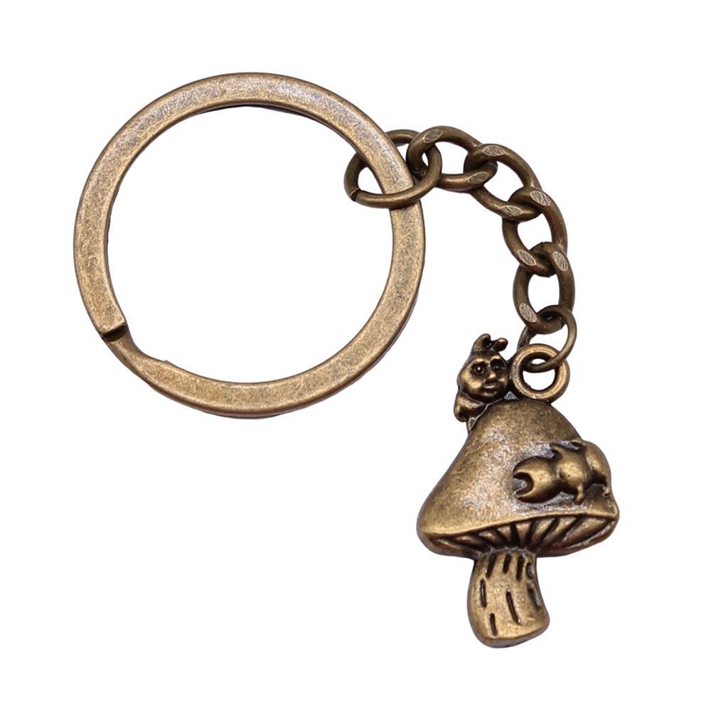 Pendants Mushroom Charm Branch Keychain Leaf Key Ring 28mm