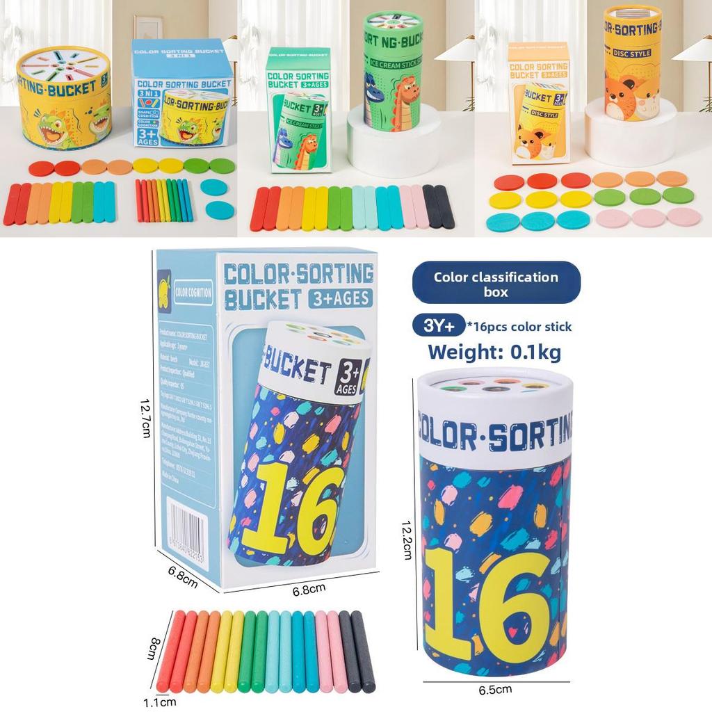Wooden Color Sorting Bucket For Toddlers Early Education Toy For Color Recognition And Cognitive Development