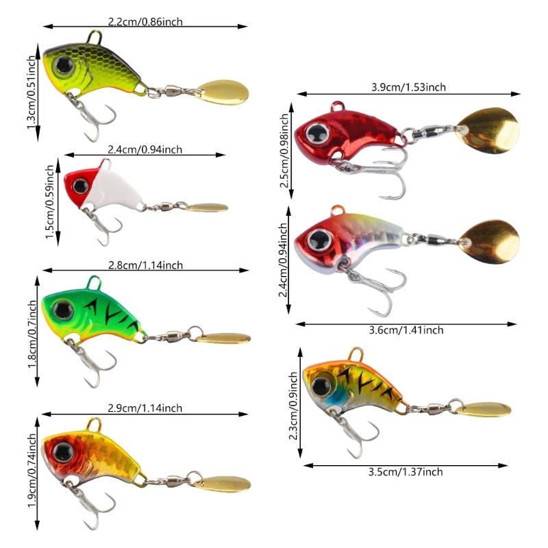 5Pcs Metal Spoon Spinner Lure Long Cast Metal Rotating Fishing Lure Hard Metal Spinner Baits with Hook Enduring