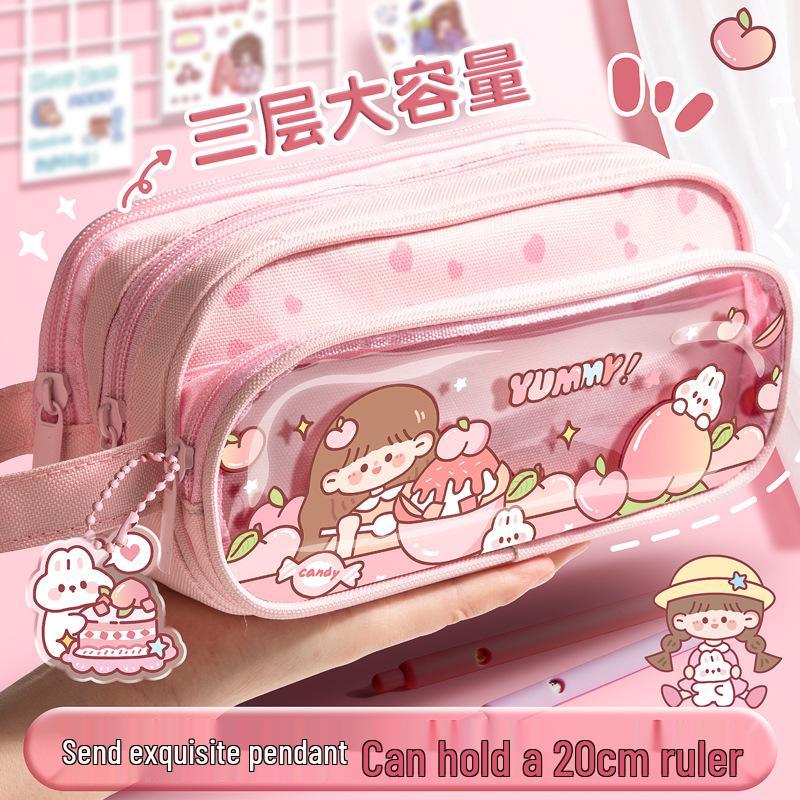 

Waterproof Three-Layer Cartoon Pencil Case - Large Capacity & Unisex Design