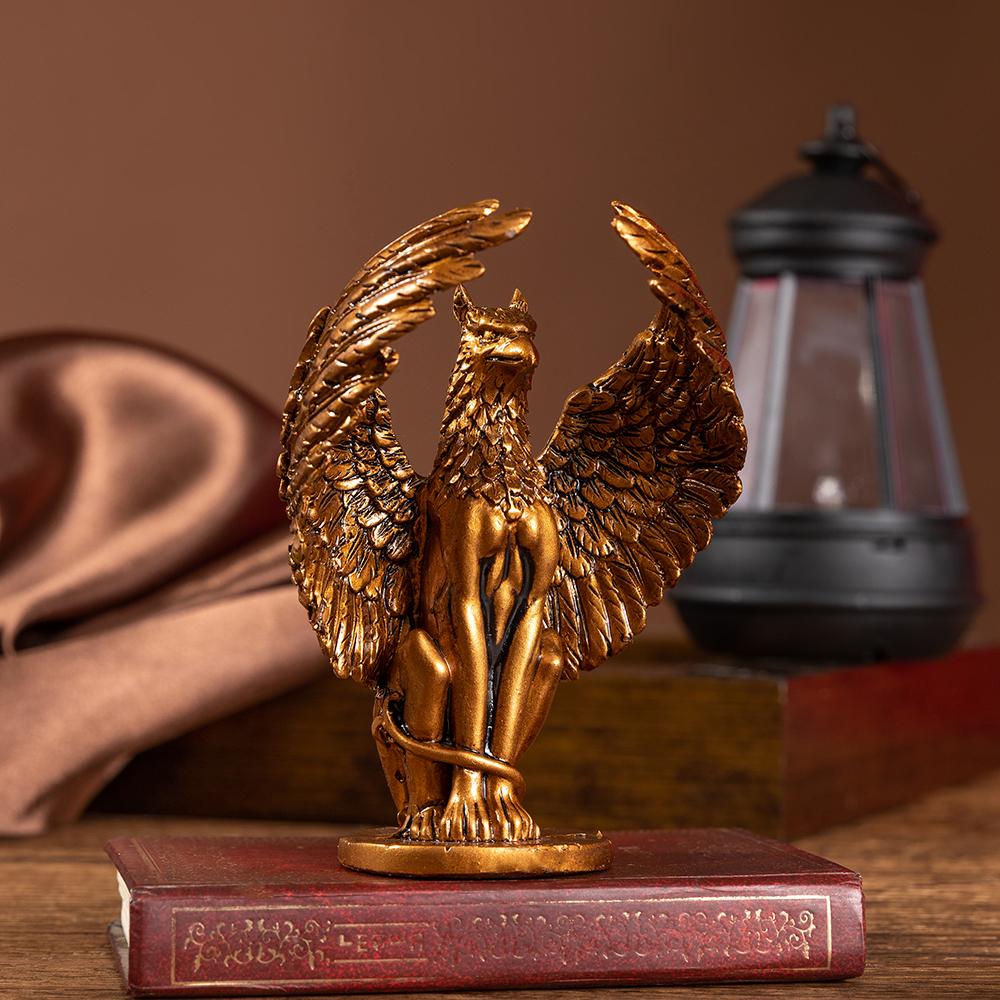 Griffon Pattern Resin Craft Room Decoration Small Statue Ornaments Desktop Decorations Christmas and Halloween Gifts