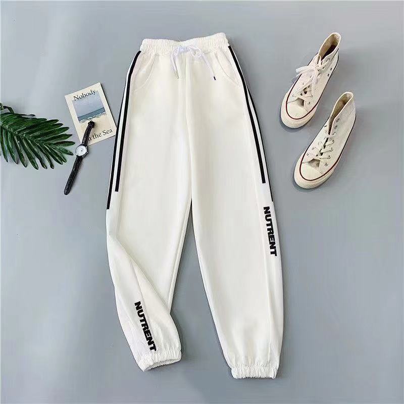 

New Spring Autumn Fashion Trend Loose Relaxed Versatile Sports Korean Couple Tied Nine Point Harun Pants S білий