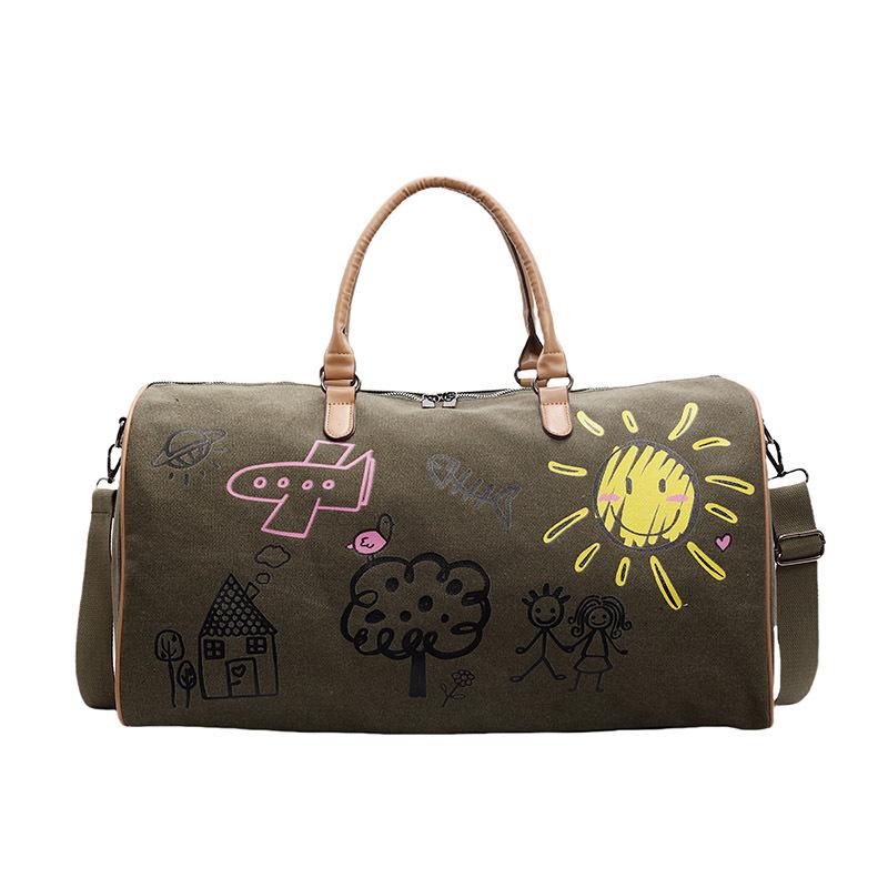 Canvas Luggage Bag for Women Large Capacity Fashion Student Dormitory Storage Bag Female Travel Boarding Handbag Carry On Bag