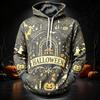 Men's Casual Long Sleeve Hoodie with Halloween Print for Everyday Wear