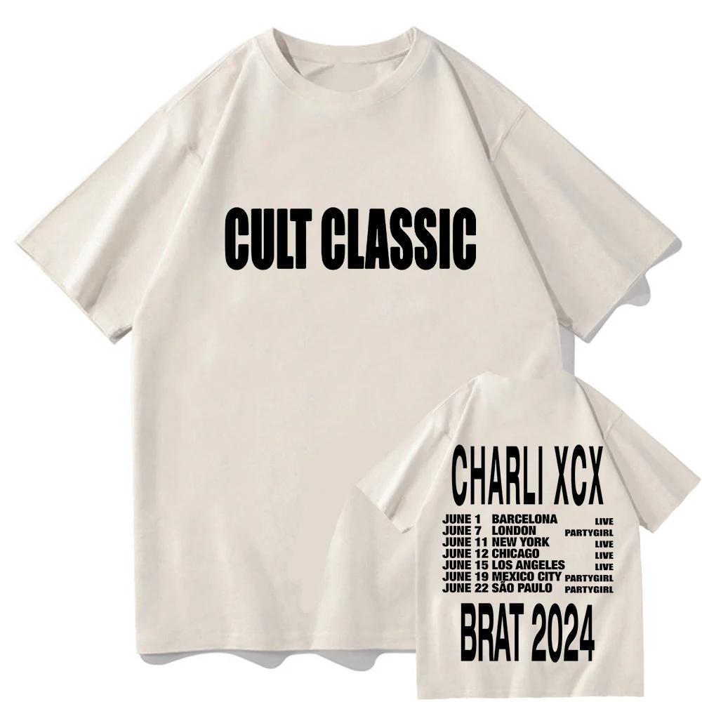 Camiseta Cult Classic Charli XCX Brat Tour 2026 Moda Estética Retro para Hombre Camiseta Neutra de Alta Calidad Retro
