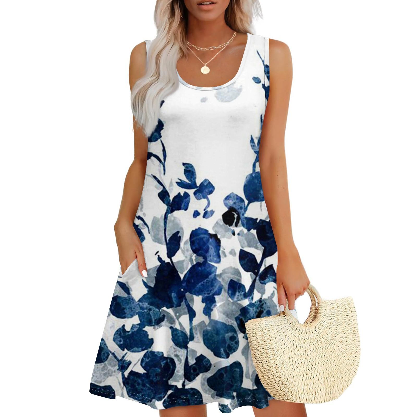 

Женские повседневные платья на каждый день для свиданий с карманами без рукавов свободные платья XXXL