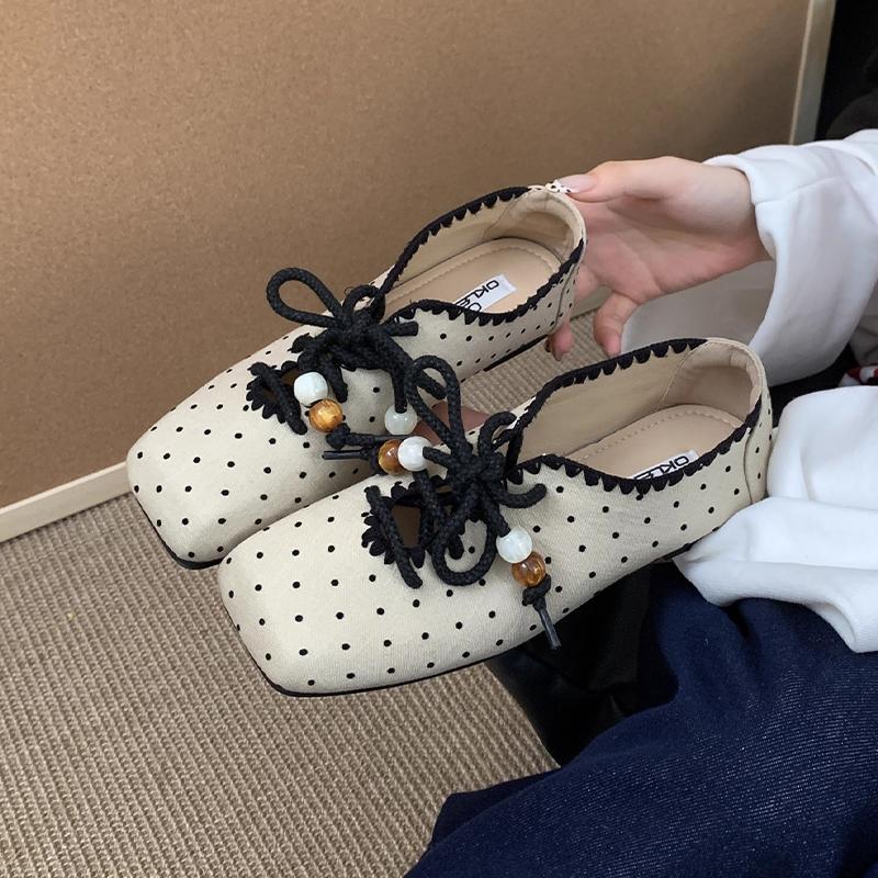 Fashion Square Toe Women Loafers Shoes Fashion Lace Up Ballet Flats Sport Shoes Casual Woman Sneakers 2025 Autumn Dress Chaussure Femme