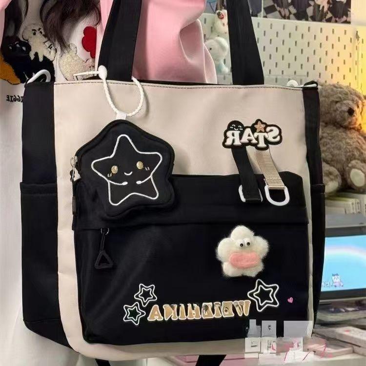 

Милая сумка-кроссбоди «Звезда» для девочек, Сумка для учениц средней школы, Сумка для учебников, Большая вместимость Bag Panda чёрный