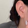 S999 Sterling Silver Diamond Back-Hanging Stud Earrings for Women - Elegant Light Luxury Fashion Ear Hoops