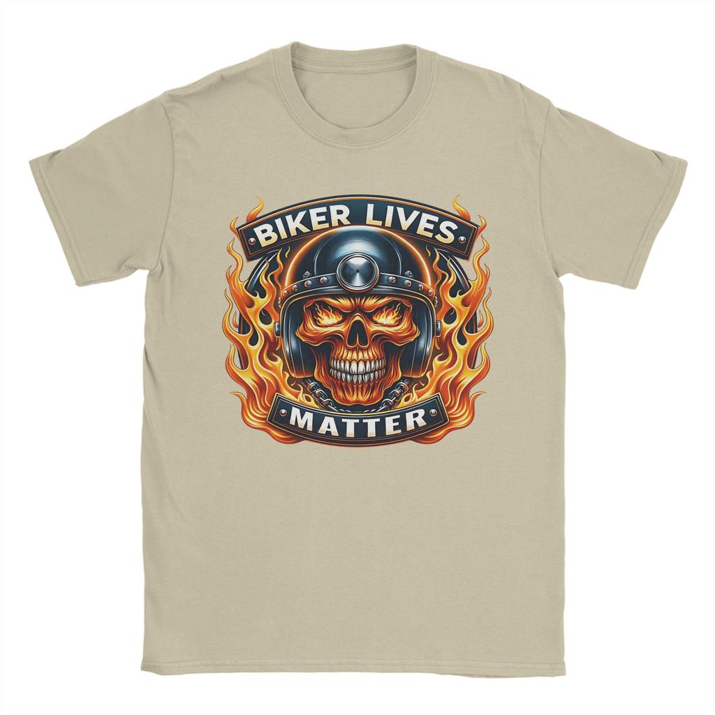 Oversized T Shirt Summer Biker Lives Matter Fiery Skull Rider Novelty TShirts Pure Cotton Tshirt for Unisexs Awesome Top Tees