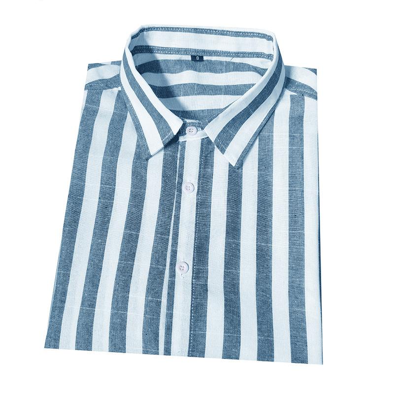 Men Casual Striped Short Sleeve Outdoor Beach Hawaiian Shirt