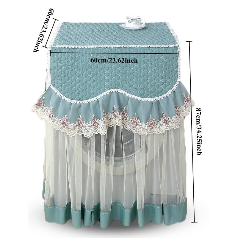 Romantic Lace Washing Machine Cover Dust Proof Dryer Cover Embroidered Flower Home Decoration Protective Covers Drum Washing Machine Sunscreen Cloth