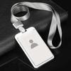 Employee ID Metal Case + Name Tag Lanyard (Vertical/Silver)