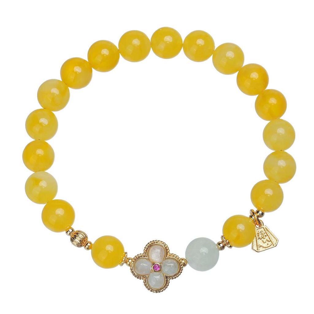 Yellow Agate Crystal Bracelet for Women - Unique Design with Deer Charm, Perfect Gift for Best Friends or Classmates.
