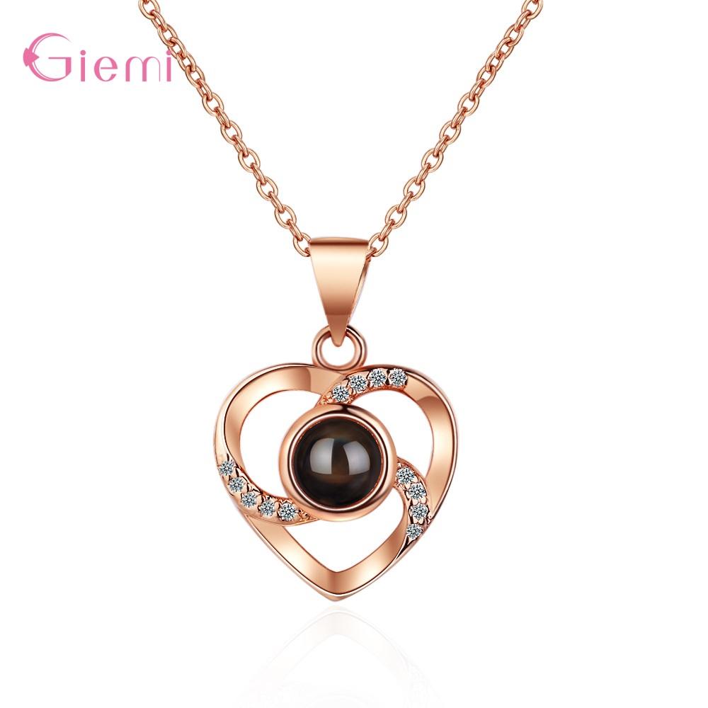 

100 языков Я люблю тебя проекционный кулон ожерелье для женщин и девочек 925 стерлингового серебра свадебные украшения лучшие друзья подарки 50cm