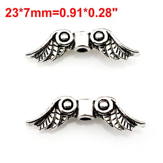 10PCS Vintage Antique Silver Color Alloy Angel Feather Wing Pendant For DIY Jewelry Making