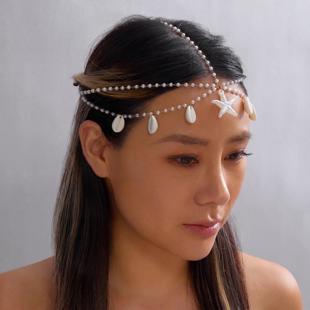 Bohemian Imitation Pearl Anklet Ocean Style Shell Anklet New Starfish Pendant Anklet  Summer