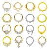 Anillo de Nariz Septum Flor 100% Acero Quirúrgico 316L Zirconio Clicker Daith Piercing Cartílago Auricular Hélice Aro Flores Gotas de Agua