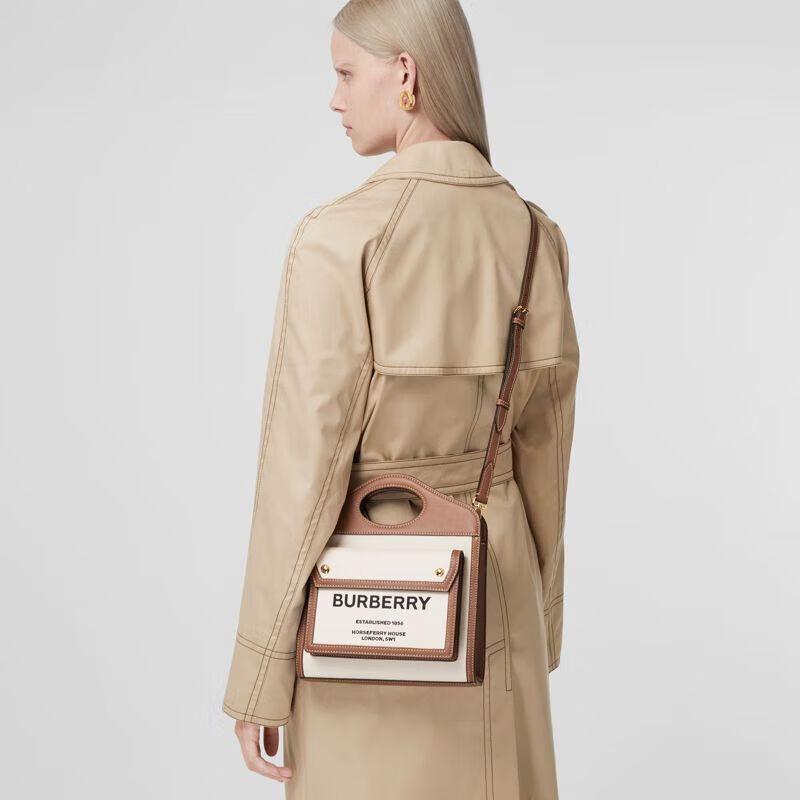 Burberry Mini Two-Tone Canvas & Leather Pocket Bag