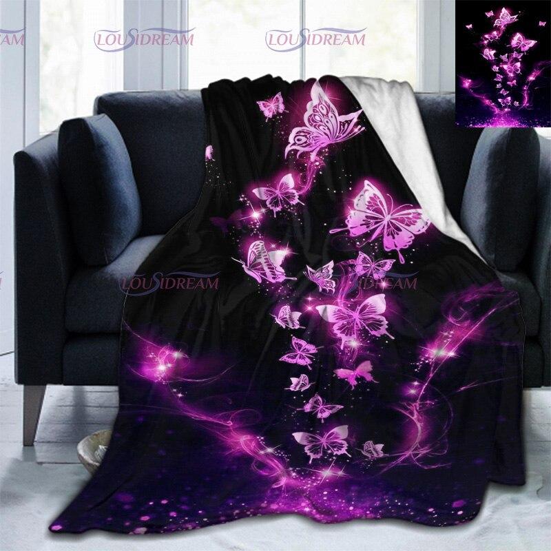 Colorful Butterfly Flower Blanket Soft Plush 3D Print Lightweight   Flannel Throw Blanket for Sofa Bed Couch for Kids Women Gift