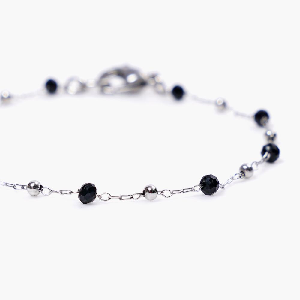 Jbans Classic Black Stone Point Slim Surgical Steel Chain Bracelet (C2003-Ac669_Sv)