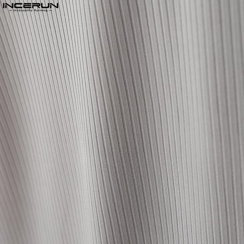 INCERUN Men Short Sleeve Stitching Casual Rib T-shirts Tops