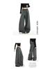 Gray Striped Wide-Leg High-Waisted Women's Pants - 2026 Spring Arrival, Straight and Slimming Versatile Suit Style.