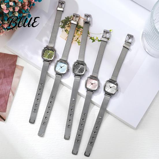 Retro Collegehorloge Uniseks Kwarts Minimalistisch Vierkant Wijzerplaat Eenvoudig Mesh