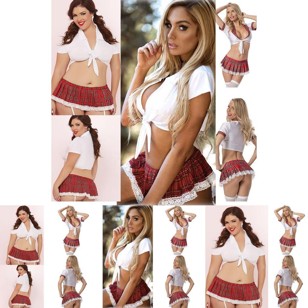 Women Sexy Lingerie Schoolgirl Student Uniform Cosplay Underwear Dress Lace