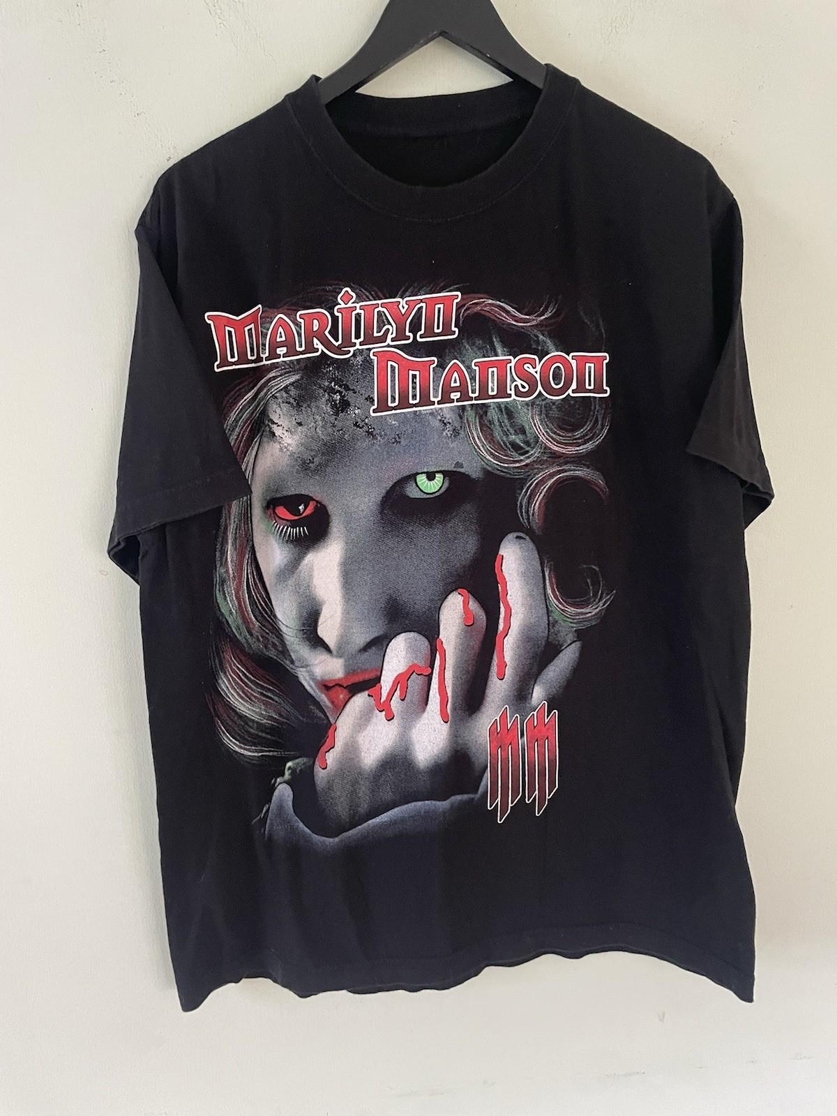 Винтажная футболка с графическим принтом Marilyn Manson в стиле хэви-метал, размер L, готическая XXXL