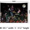 Generleo Floral Plants Tapestry Galaxy Moon Tapestries Vintage Boho Flower Butterfly Tapestries Black Starry Sky Nature Landscape Tapestry Wall