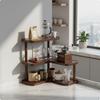 SpaceSaving Desktop Corner Shelf | LShaped, Desk Organizer, for Countertop Walnut