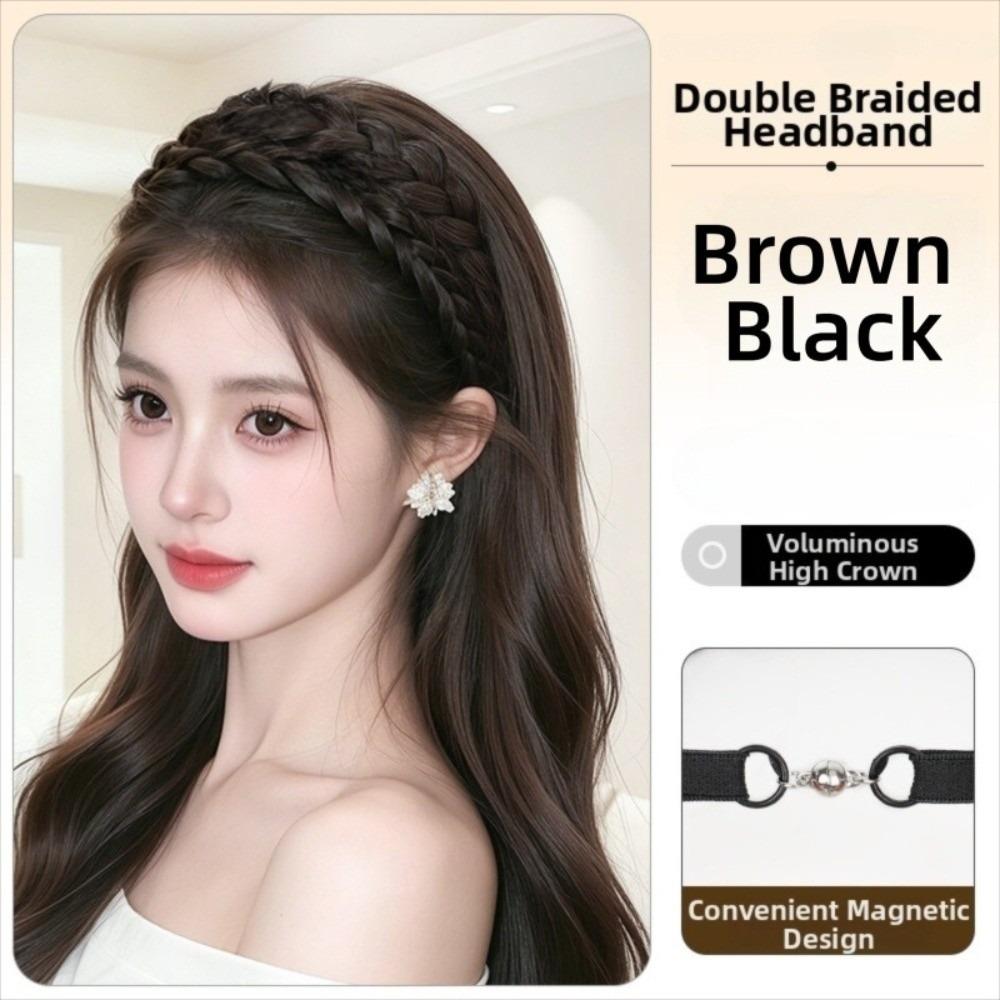 Synthetic Widened Fishbone Braid Headband Fashion Easy Wig Headband for Daily And Casual Wear