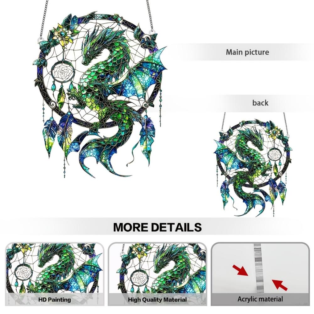 2D Flat Acrylic Magic Dragon Dream Catcher Garden Sun Catcher Window Hanging Decorative Gifts,birthday Party Decoration,home,office,outdoor Decoration