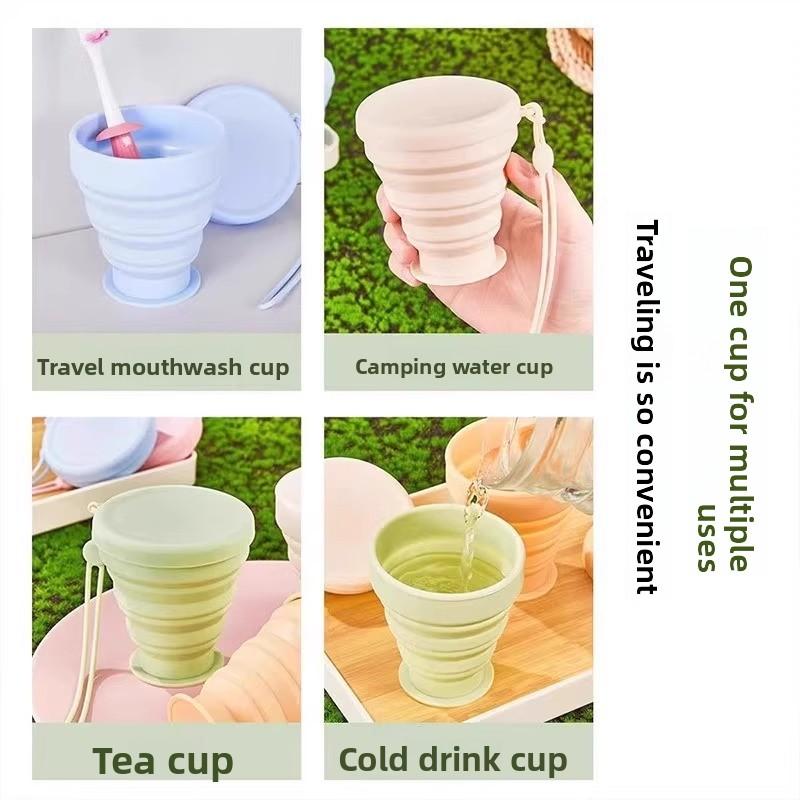 Silicone folding travel water cup outdoor water cup easy to carry water cup candy color