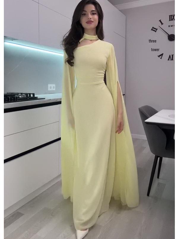 2025 Damen Einfarbiges Pendlerkleid mit Kappenärmeln