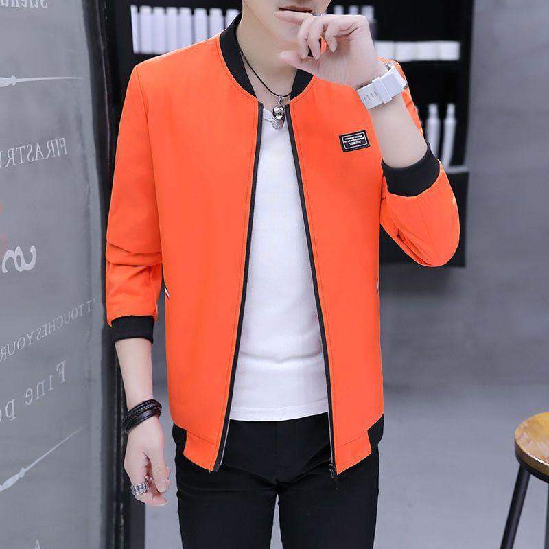 

Мужская куртка большого размера на молнии для весны и осени, повседневная спортивная простая короткая секция с воротником-стойкой, бейсбольная одежда, верхняя одежда XS