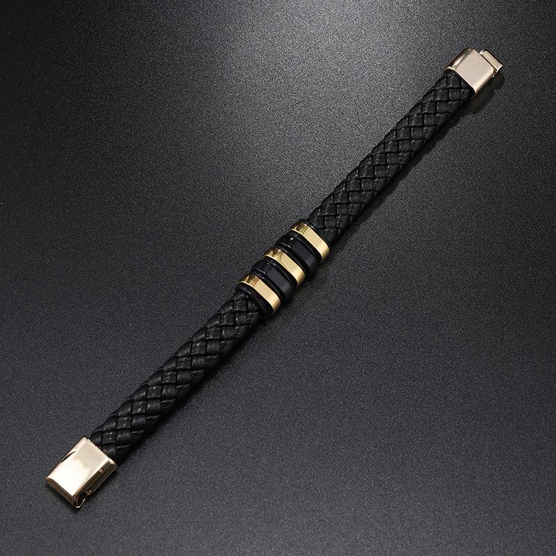 Men PU Leather Bracelet Magnet Buckle Bangle Birthday Gift