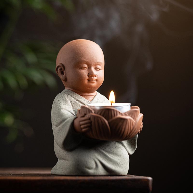 Feng Shui Keramik Kinderfigur, Lotuslampe, Kerzenständer, Kerze, Haushalts Opferkerzenständer, Buddhistisches Altar Opfer item