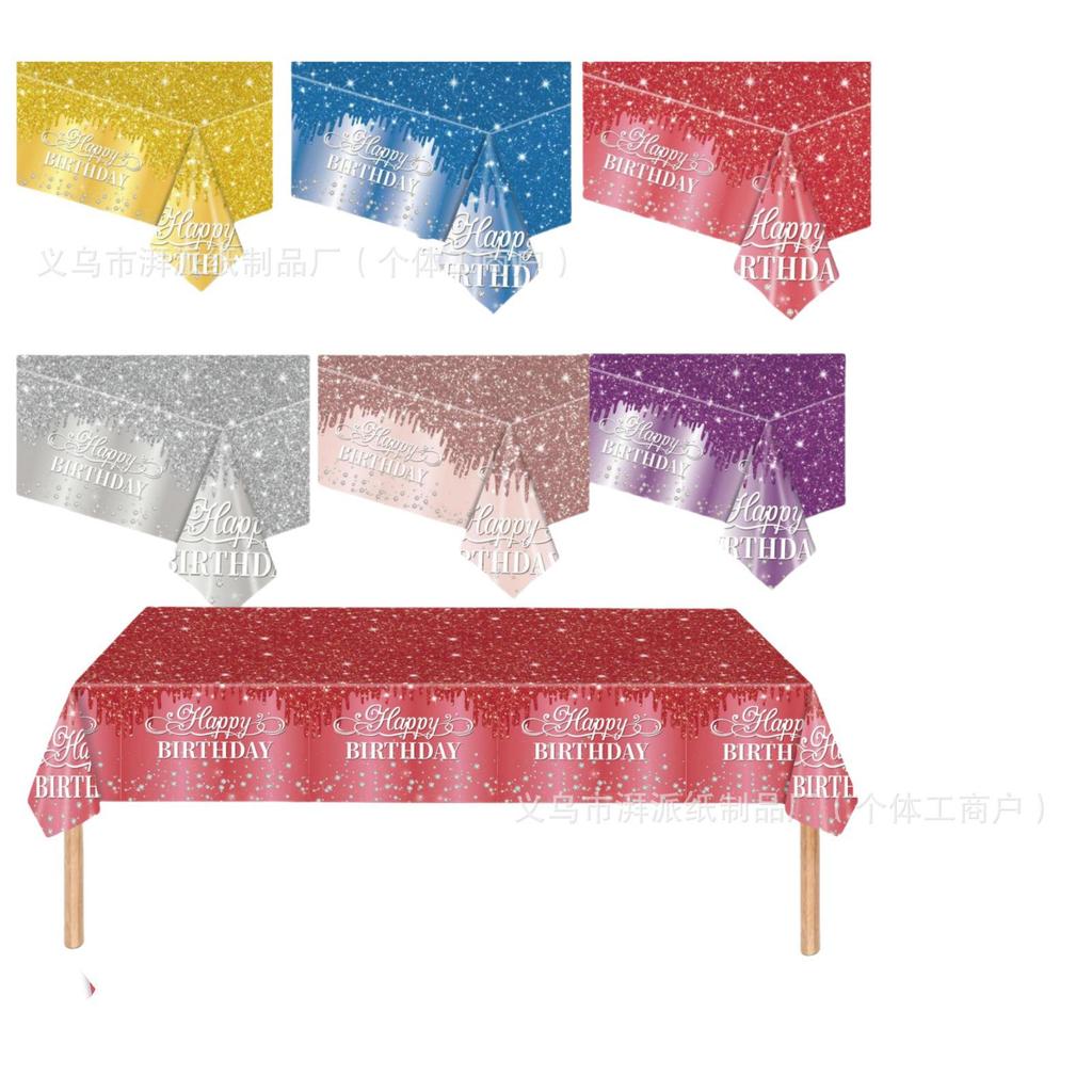 Colorful Birthday Theme Disposable Tablecloth and Mat for Party Decorations