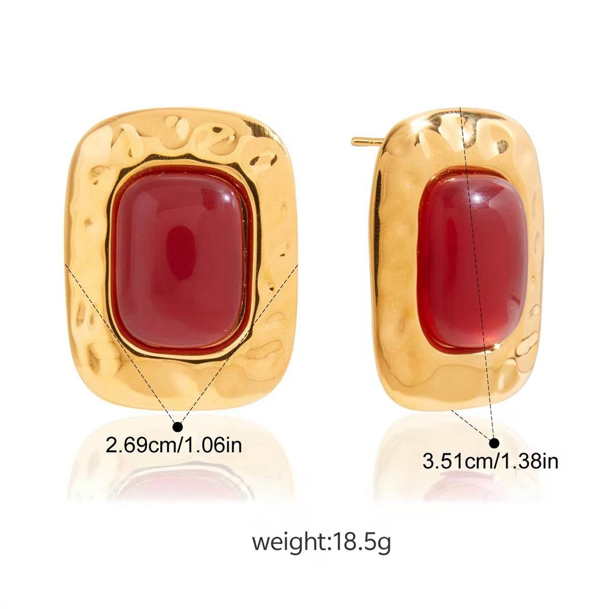 European and American Agate Red Resin Earrings Light Luxury High-end Rectangular Earrings Do Not Fade Ear Jewelry Women 2026