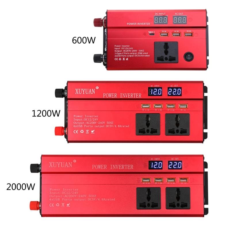 12V 24V To 220V Power Inverter 4 USB Car Voltage TransformerPower Inverter