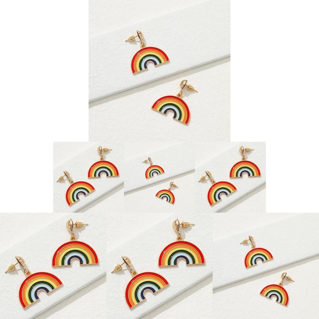 Fashionable Creative Rainbow Geometric Earrings For Women Alloy Material 2022