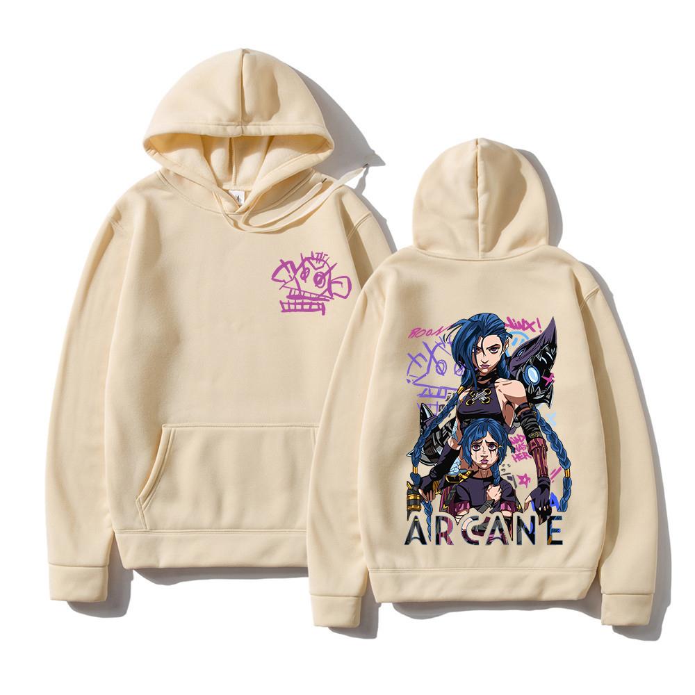 Arcane Jinx Hoodie Fashion Men Harajuku Anime Rabbit Monkey Hoodies Unisex Funny Cute Cartoon Bunny Pullovers Sweatshirts Hoodys
