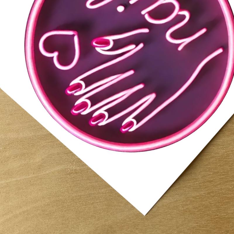 Pink Round Neon Nail Art Glow Wall Hanging Sign Non-Electric Sticker for Commercial Nail Bar Home Decor